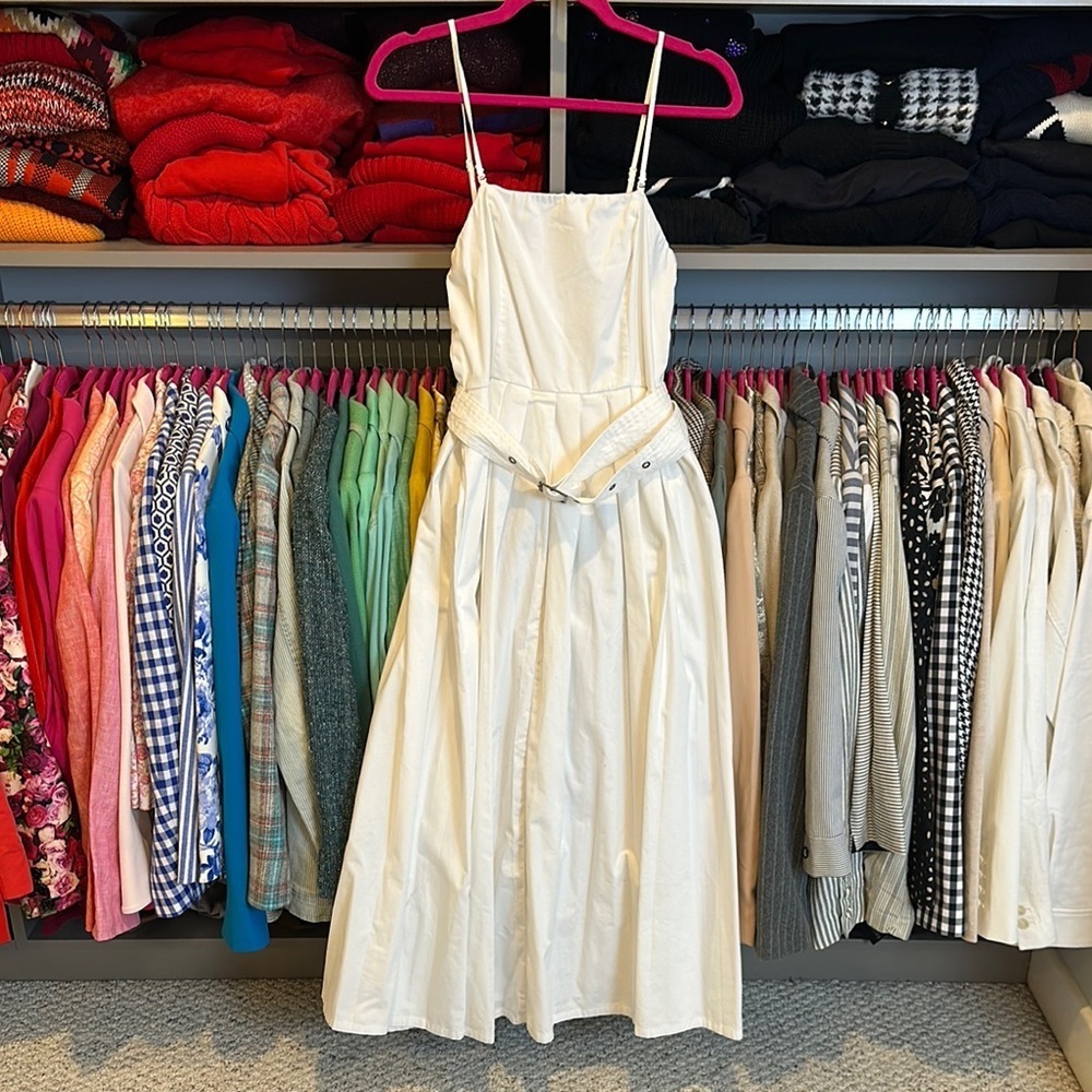 A New Day white adjustable straps pleated maxi dress size 6 NWT